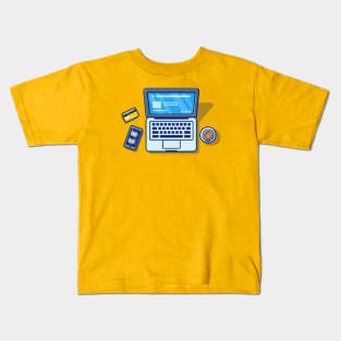 Laptop With Coffee And Phone Kids T-Shirt